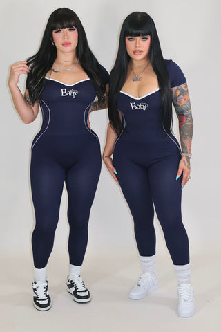 Navy Sculpt Jumpsuit