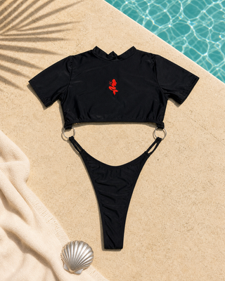 Set de baño negro de manga corta Midnight Surf de SIRENA by TAURO