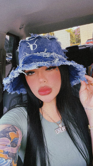 Frayed Denim Bucket Hat - Lifestyle