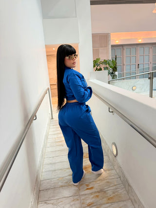Royal Blue Biker Set TAURO - vista de espalda